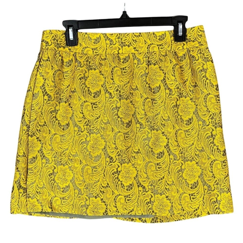 Banana Republic Skirt Womens 6 Yellow Short Career Professional A-Line Zip Lined